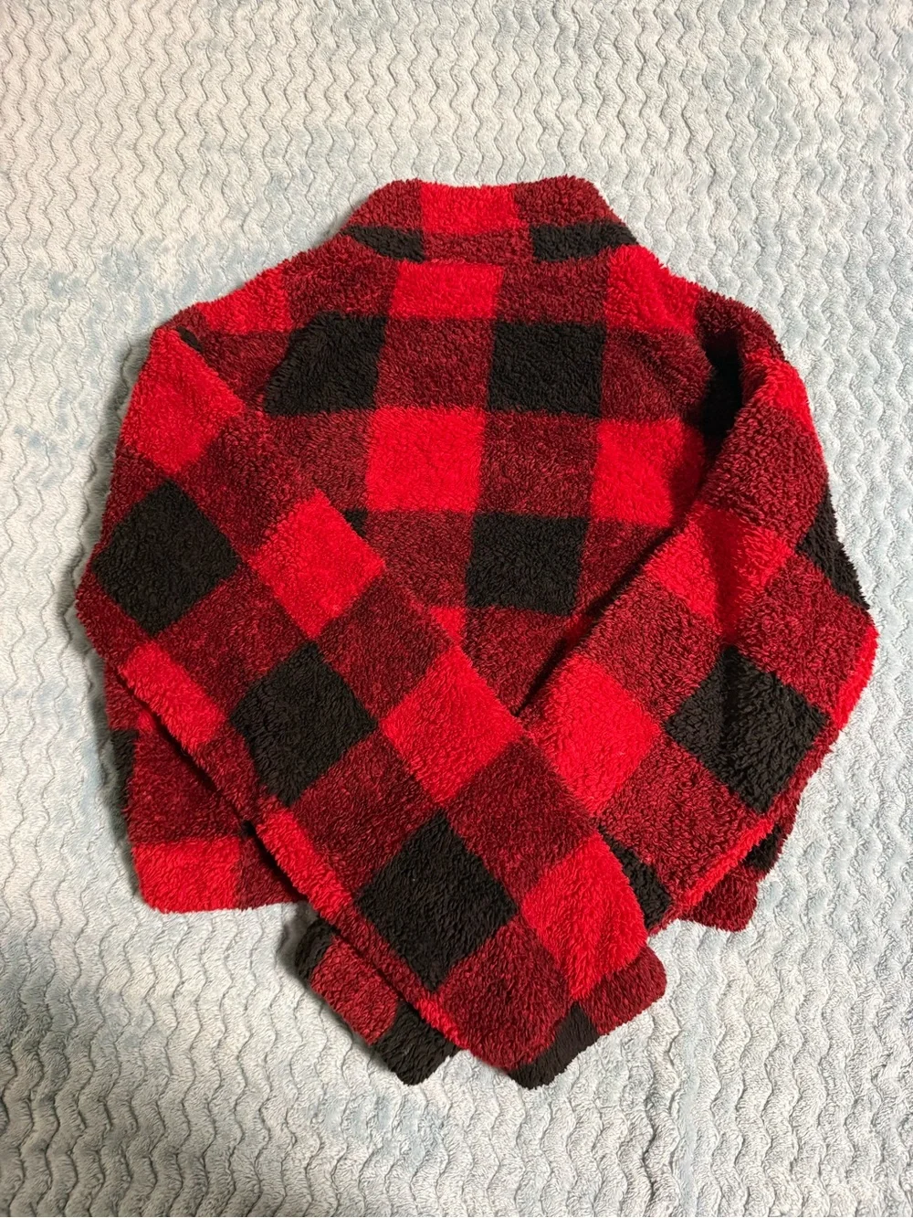 SO Red and Black Buffalo Plaid Half-Zip Turtleneck Sweater